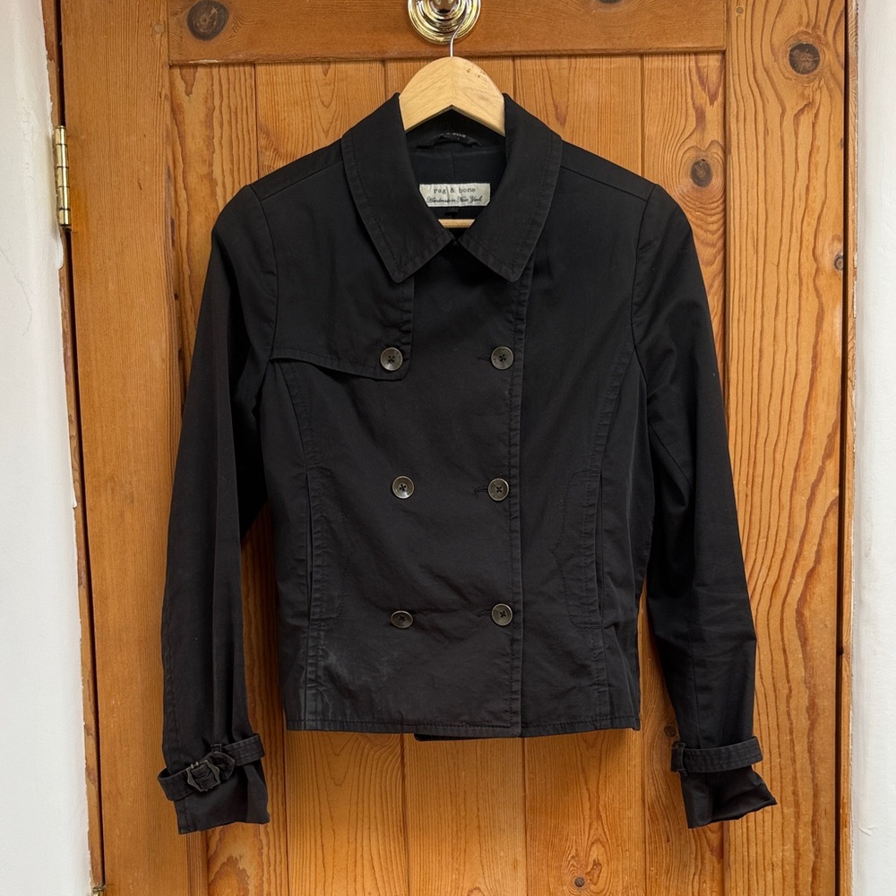 Rag & Bone Spring Summer Fall Black Cotton Lycra Double-Breasted Women's Jacket